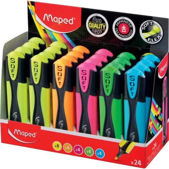 Maped Fosforlu Kalem Ultra Yumuşak Uç Karışık (24 Lü Paket) 746037 ürün görseli 1