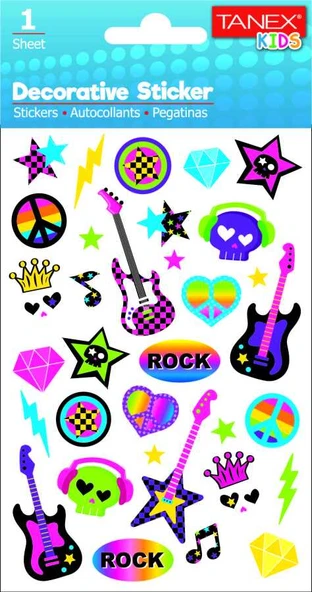 Tanex Stickers Eu Puffy Damla Etiket Rock Serisi 6 Lı Tnx-25063 (6*5 Li Paket) ürün görseli 1