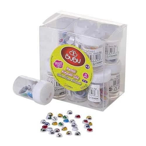 Bu-Bu Renkli Kirpikli Karışık Göz 8 Gram Pvc Kutu (12 Tüp) Bubu-Gz0001 ürün görseli 1