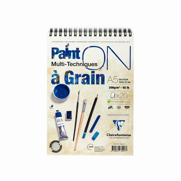 Clairefontaine A5 Paint-On A Grain Çizim Blok 200 Gr 20 Yaprak Resim Defteri Üst Spiralli Pd966217 ürün görseli 1