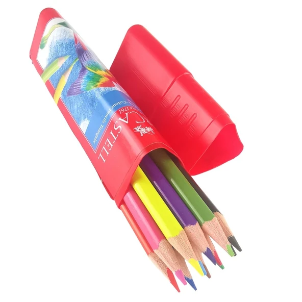 Faber-Castell Kuru Boya Kalemi Tam Boy Üçgen Plastik Tüp 12 Renk 5171 113313 ürün görseli 1