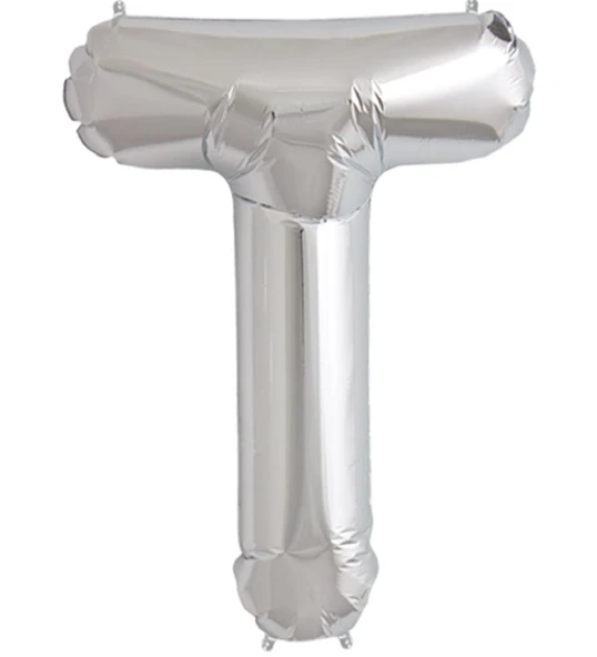 Nedi Folyo Balon 100 Cm Harf Şişirilmemiş Gümüş (T Harfi) 01361 ürün görseli 1
