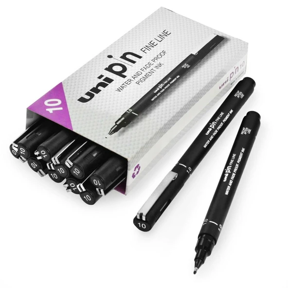 Uni-Ball Çizim Kalemi Akrilik Uçlu Fine Line Pin 1.0 Mm Siyah (S) Pin 10-200 (12 Li Paket) ürün görseli 1