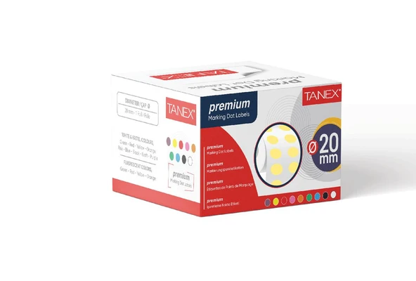 Tanex Nokta Etiketi 20 Mm Sarı 2500 Lü Tekli Kutu ürün görseli 1