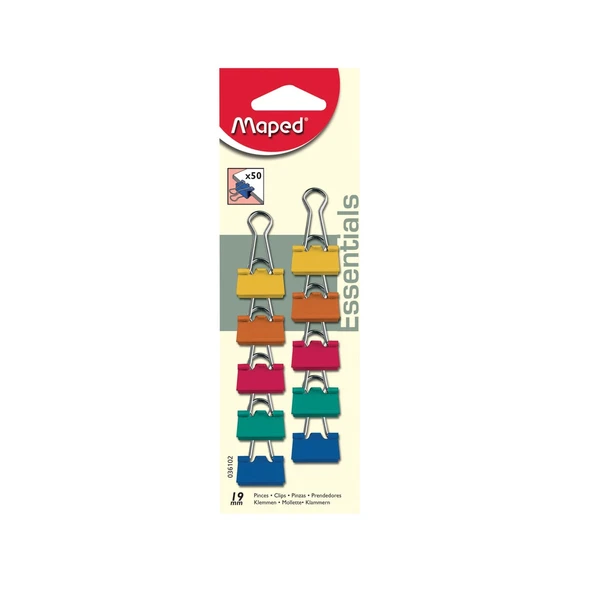 Maped Kıskaç (Klips) Metal 19Mm 10 Lu Renkli 036102 ürün görseli 1