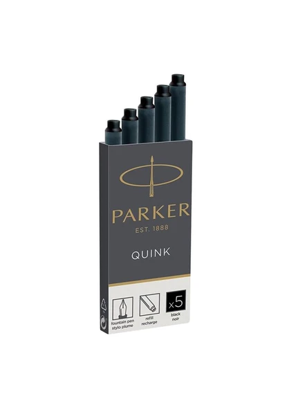 Parker Dolma Kalem Kartuşu Quink 5 Li Siyah ürün görseli 1