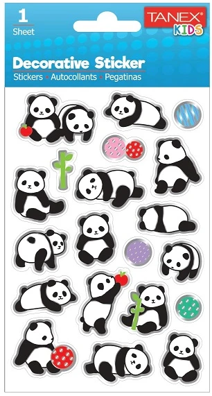 Tanex Stickers Eu Puffy Damla Etiket Panda Serisi 5 Li Tnx-25060 (5*5 Li Paket) ürün görseli 1