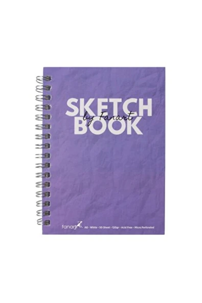 Fanart Academy Sketch Book Eskiz Çizim Defteri 120 Gr Spiralli 50 Yaprak A6 Mor ürün görseli 1