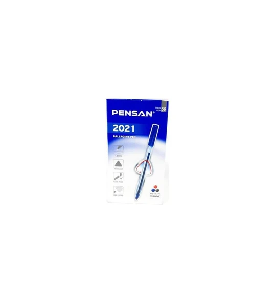Pensan Tükenmez Kalem 1.0 Mm Üçgen Gövdeli Şeffaf Kırmızı (50 Li Paket) 2021 ürün görseli 1
