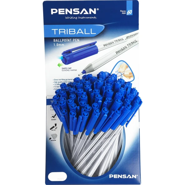 Pensan Tükenmez Kalem Triball 1.0 Mm Bilye Uç Mavi 1003 (60 Lı Paket) ürün görseli 1