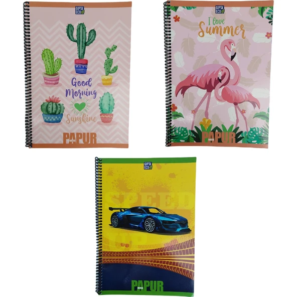 Gıpta A4 Papur Notes Spiralli Karton Kapak Defter 96 Yaprak Kareli (12 Li Paket) 4964 ürün görseli 1