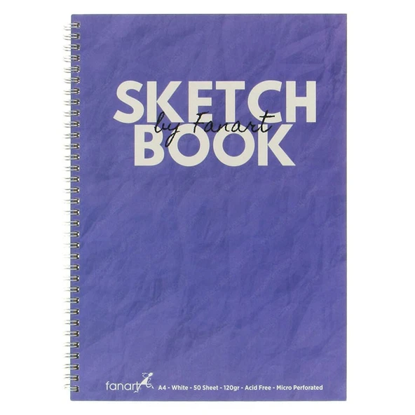 Fanart Academy Sketch Book Eskiz Çizim Defteri 120 Gr Spiralli 50 Yaprak A4 Mor ürün görseli 1