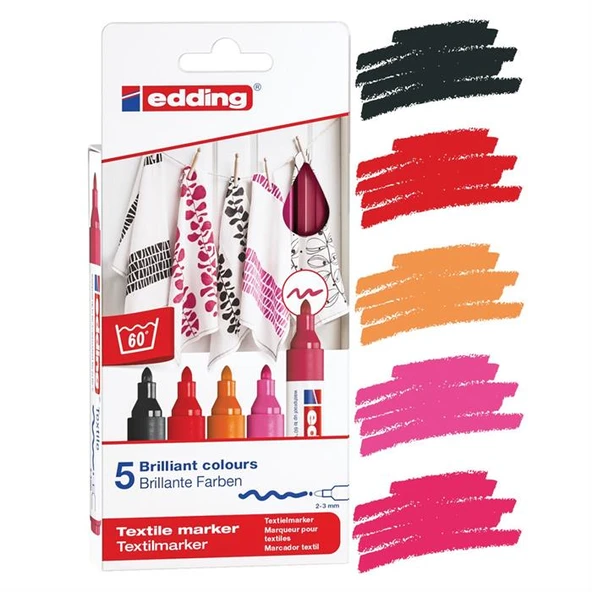 Edding Kumaş Boyama Kalemi Warm (5 Renk) E-4500 ürün görseli 1