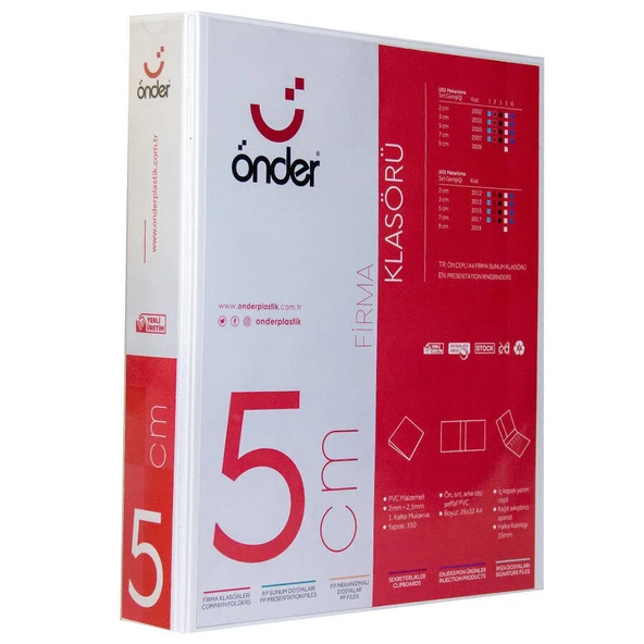Önder A4 Sunum Klasörü 2 Halkalı 50 MM Beyaz 2005-5 ürün görseli 1