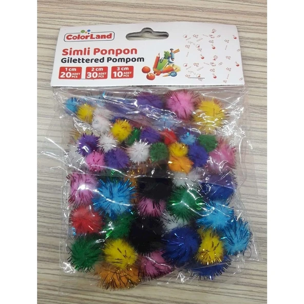 Colorland Pon Pon Simli Karışık 60 Lı Pon02 ürün görseli 1