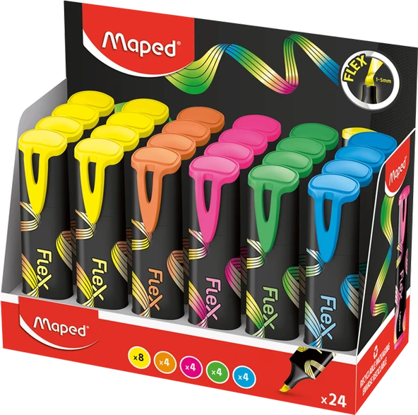 Maped Fosforlu Kalem (İşaret Kalemi) Flex 5 Renk 740302 (24 Lü Paket) ürün görseli 1