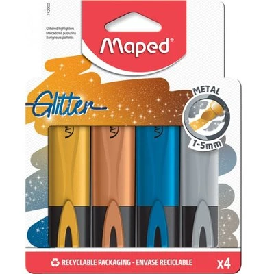 Maped Fosforlu Kalem (İşaret Kalemi) Glitter Metal 4 Renk 742000 ürün görseli 1