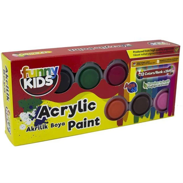 Rich Funny Kids Akrilik Boya 25 Ml Sıralı 12 Li Set 1550 ürün görseli 1