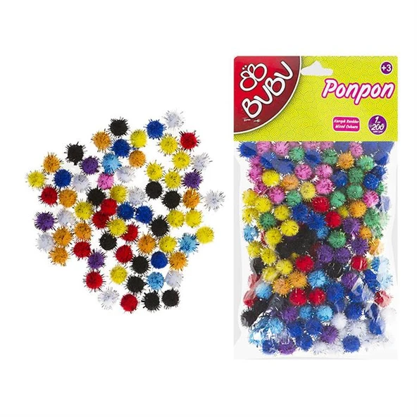 Bu-Bu Ponpon Simli 1 Cm Karma 10X10 BUBU00111 (200 Lü Paket) ürün görseli 1