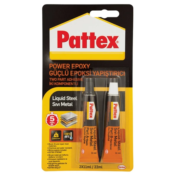 Pattex Rapid Metal Pow Epoxy Likuid Steel 2X11 Ml Güçlü Epoksi Yapıştırıcı Set 1990107 ürün görseli 1