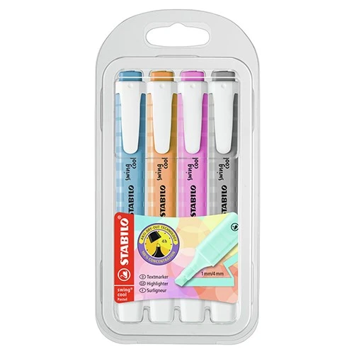 Stabilo Fosforlu Kalem (İşaret Kalemi) Swing Cool 1-4 Mm Kesik Uç Pastel 4 Renk 275/4-08-2 ürün görseli 1