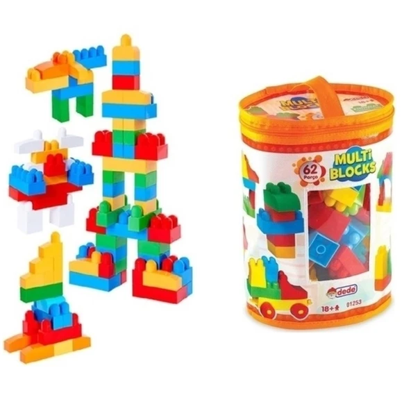 Dede Oyuncak Multi Blocks Blok Seti Çantalı Lego (62 Parça) 01253 - Resim 2