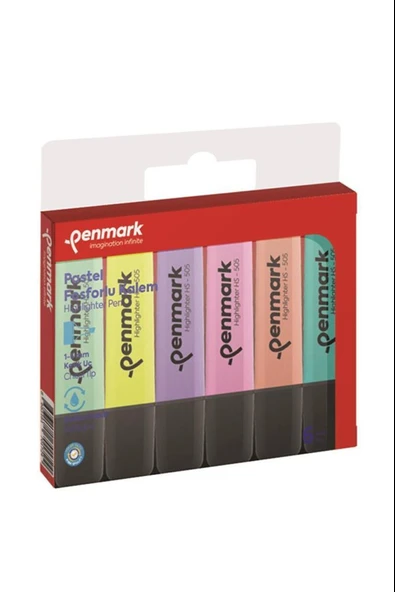 Penmark Fosforlu Kalem 6 Lı Karışık Renk Pastel HS 505 6P ürün görseli 1
