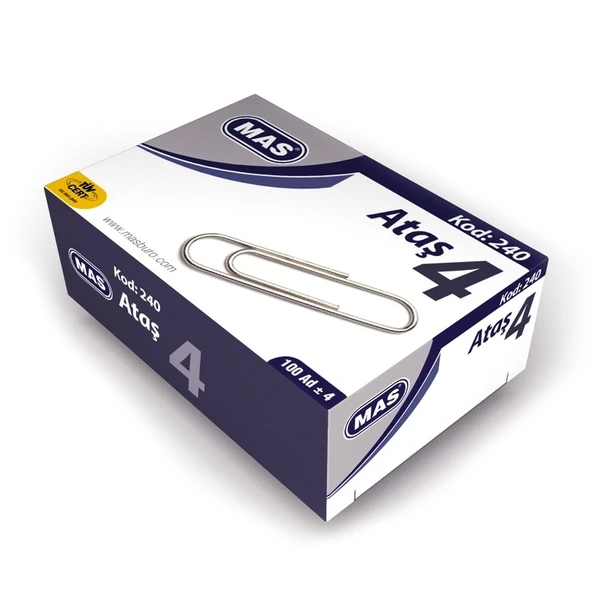 Mas Ataş (Ataç) Nikel Kaplı No:4 100 Lü 240 (24 Paket) ürün görseli 1