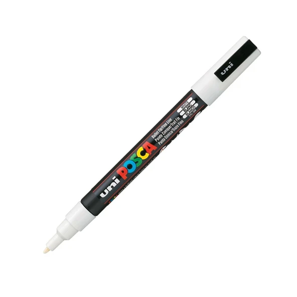 Uni-Ball Markör Boyama Posca Su Bazlı Poster Kalemi 0.9-1.3 Mm Beyaz Pc-3M (6 Lı Paket) ürün görseli 1