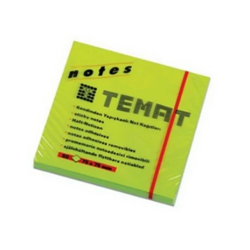 Temat Yapışkanlı Not Kağıt 50X75 Mm Fosforlu Yeşil (12 Li Paket) ürün görseli 1