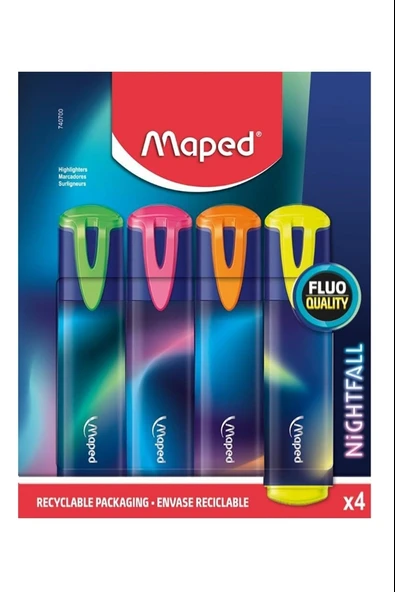 Maped Fluo Peps Nightfall Fosforlu Kalem (İşaret Kalemi) 4 Renk 740700 ürün görseli 1