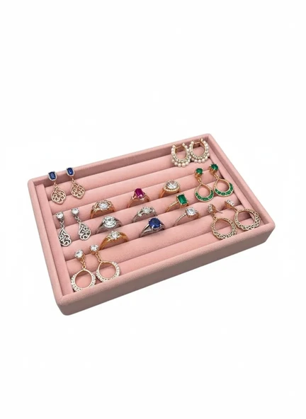 Tunus Model Süet Kumaş Pembe Renk 14/22 Cm Sosisli Yüzük Standı ürün görseli 1