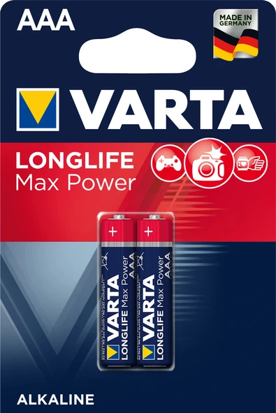 Varta Longlife Max Power İnce Kalem Pil AAA (2 Li Paket) 9412 ürün görseli 1