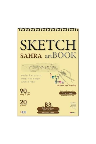 Folix Sahra Spiralli 34,5X49,5Cm Blok. 90 Gr İvory Kağıt Çizim Defteri 821374 ürün görseli 1