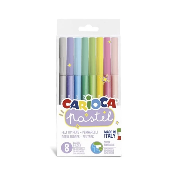Carioca Keçeli Boya Kalemi Yıkanabilir Pastel Süper 8 Renk 43032 ürün görseli 1