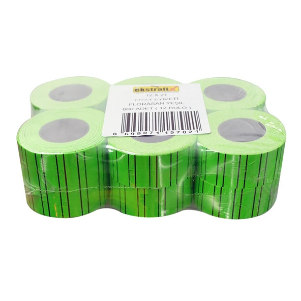 Ekstrafix Fiyat Etiketi Florasan Yeşil 12X21Mm Q Fix-5702 (12 Li Paket) ürün görseli 1