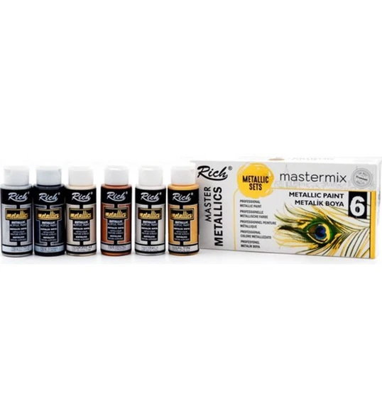 Rich Mastermix Metalik Akrilik Boya Seti 6 Renk 60Cc AKR-060-14295 ürün görseli 1