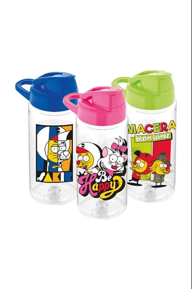 Gıpta Kral Şakir Desenli Pipetli Tritan Suluk Matara 500Cc K222027 (Karışık Renk 1 Adet) ürün görseli 1