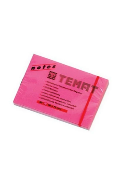 Temat Yapışkanlı Not Kağıt 50X75 Mm Fosforlu Pembe (12 Li Paket) ürün görseli 1
