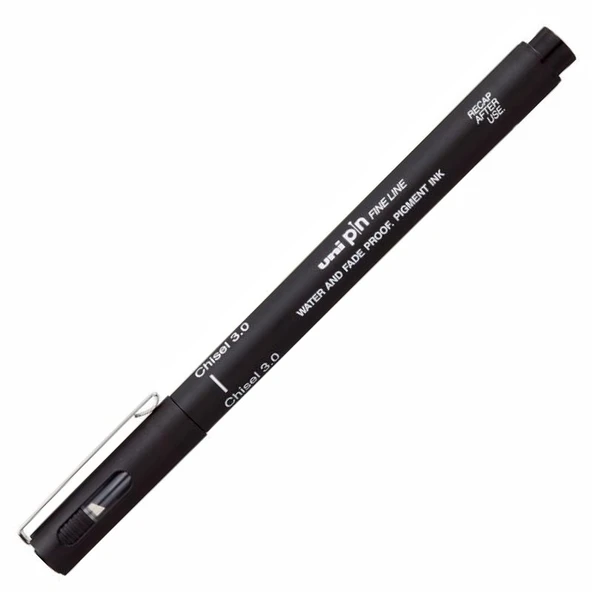 Uni-Ball Pin 3.0 Fine Line Kesik Uçlu Kalem Fine Liner Drawing Pen Siyah PINCS3-200 (12 Li Paket) ürün görseli 1