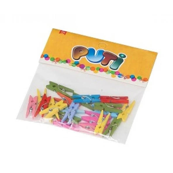 Puti Ahşap Küçük Mandal Renkli 4667 (24 Lü Paket) ürün görseli 1