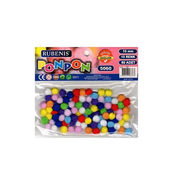 Rubenis Pon Pon 10 Mm 10 Renk Karışık 50 Li 5060 ürün görseli 1
