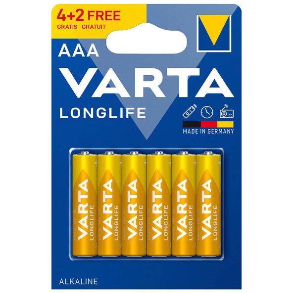Varta Longlife İnce Kalem Pil AAA (6 Lı Paket) 9388 ürün görseli 1