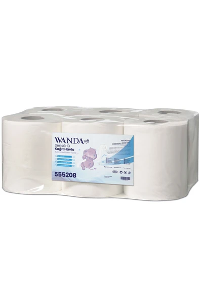 Wanda Soft Hareketli Kağıt Havlu 6 KG 6'lı Paket - 2 Katlı, 21cm Yaprak Eni - 101M Rulo ürün görseli 1