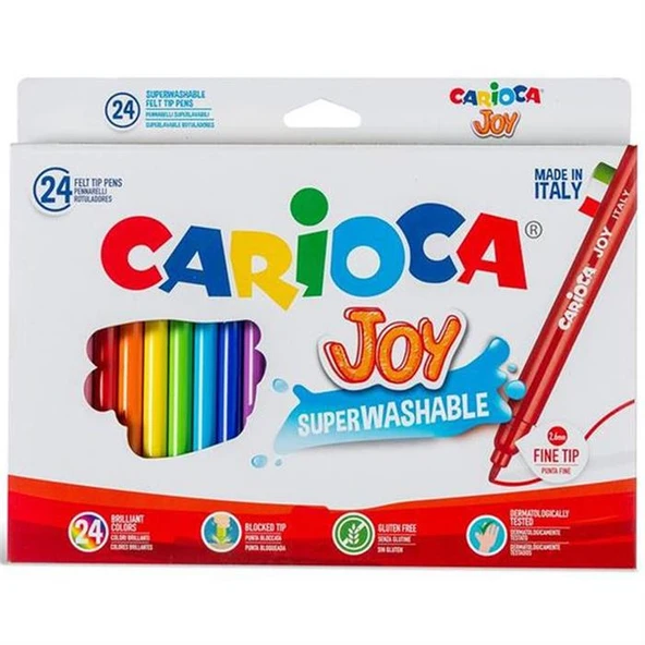 Carioca Keçeli Boya Kalemi Joy Süper Yıkanabilir 24 Renk 40615 ürün görseli 1