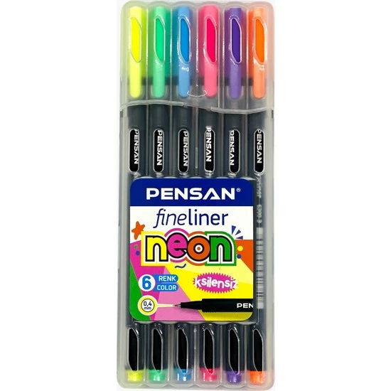Pensan Fineliner Keçe Uç Kalem 6 Renk Neon Pvc Kutu 6300 ürün görseli 1