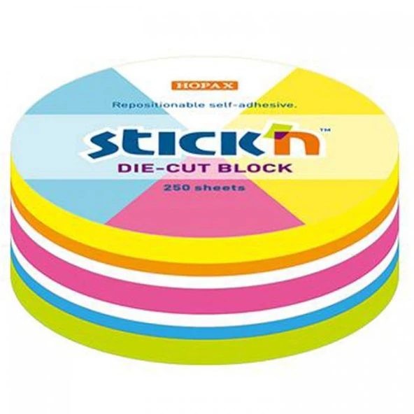Hopax Stickn 67X67Mm Neon Yuvarlak Yapışkanlı Not Kağıdı Notblok 250 Yaprak ürün görseli 1