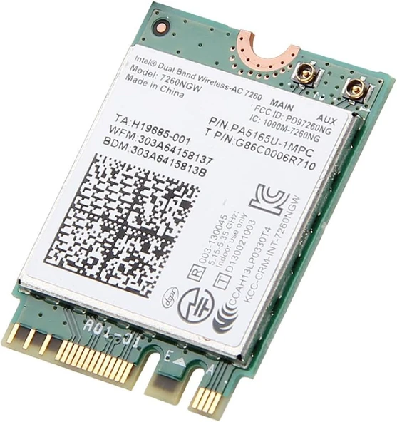 Intel 7260NGW Kablosuz Wi‑Fi + Bluetooth Kart – Dual Band ürün görseli 1
