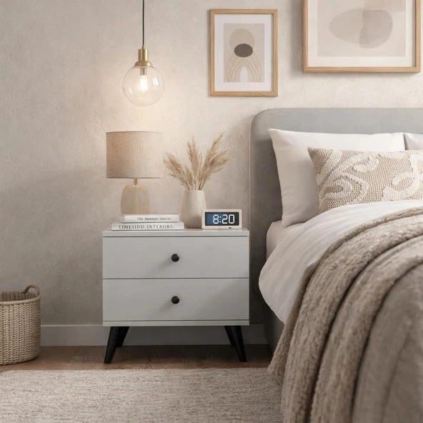 Dienni Simple Komodin 2 Çekmeceli 60x44x48 BEYAZ ürün görseli 1
