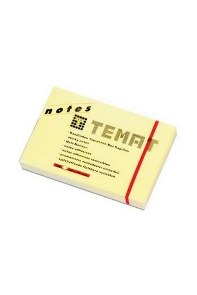 Temat Yapışkanlı Not Kağıdı Pastel Sarı 50X75 Mm (12 Li Paket) ürün görseli 1